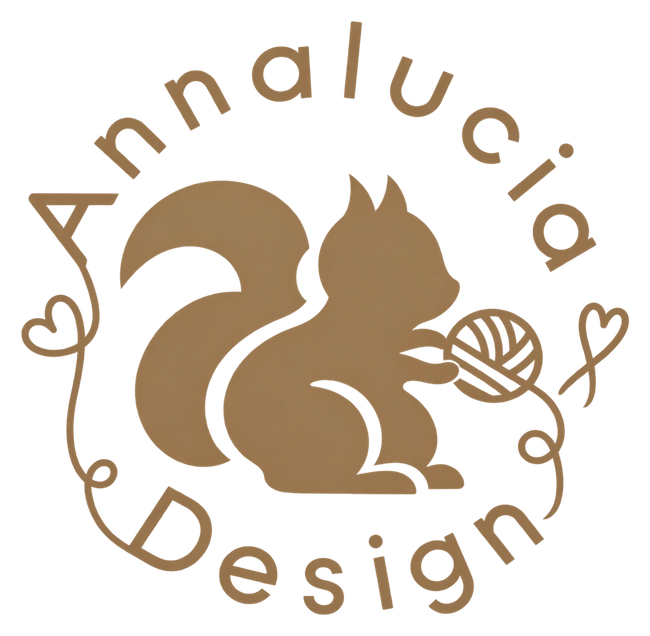 AnnaluciaDesign gold squirrel and yarn logo
